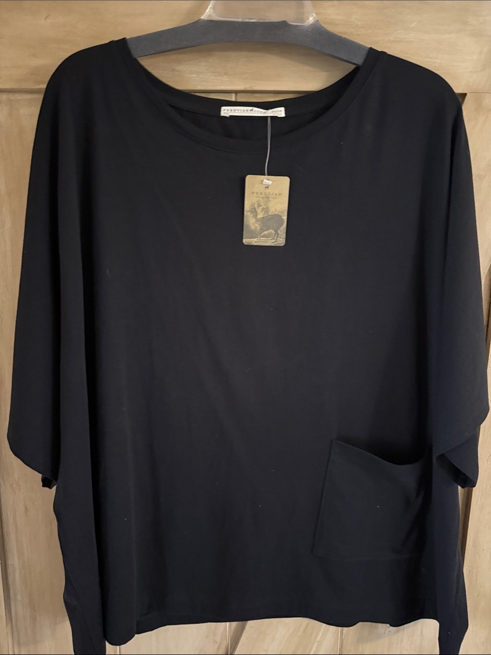 Peruvian Connection Black Short-Sleeve Pocket Tee